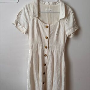 June & Hudson white/cream linen blend dress